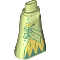 Minidoll Hips and Full Length Skirt with Sand Green Trim, Yellow Flowers, Leaves print