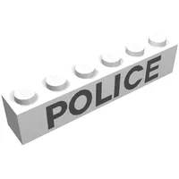 Brick 1 x 6 with 'POLICE' Thin Black Print