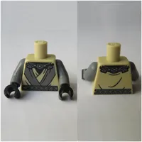 Torso Robe, Gray Belt, Collar Print, Dark Bluish Gray Arms, Black Hands