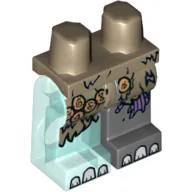 Hips and Dark Bluish Gray Left Leg, Trans-Light Blue Right Leg with Fur, Copper Pendants, Purple Sinew Patches and White Toenails Print