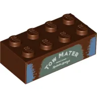 Brick 2 x 4 with 'TOW MATER' on Sand Green Background Print