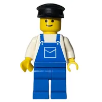 Man, Blue Overalls, Black Hat