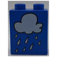 Duplo Brick 1 x 2 x 2 with Rain Cloud Print