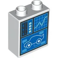 Duplo Brick 1 x 2 x 2 with Computer Screen, Graph, Car Model print