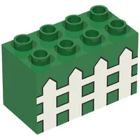 Duplo Brick 2 x 4 x 2 with Fence Print