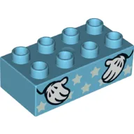 Duplo Brick 2 x 4 with Stars and Two Hands with White Gloves Print