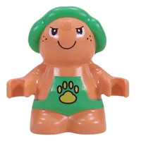 Duplo Figure Little Forest Friend, Male Green Overalls with Yellow Paw Print (Trouble Toadstool)