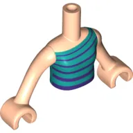 Minidoll Torso Girl, Dark Turquoise/Dark Purple Top print with Light Nougat Hands