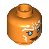 Minifig Head Ashoka, White Markings, Blue Eyes, Dark Red Lips, Smile / Angry Grinn