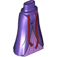 Minidoll Hips and Full Length Skirt with Red Robes, Lavender Underdress print