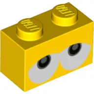 Brick 1 x 2 with Drooping Eyes (Yoshi) Print