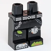 Hips and Black Legs with White Knee Cap, Tear, Chain, Silver Toe, Open Toe print