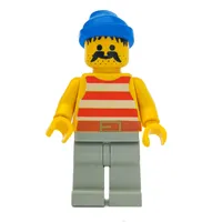 Pirate - Red Stripes, Light Gray Legs, Blue Bandana, 3626b