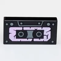 Tile 1 x 2 with Damaged Cassette Tape print