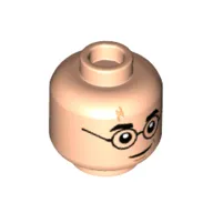 Minifig Head Harry Potter, Round Glasses, Lightning Scar, Smile / Bent Glasses print