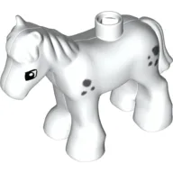 Duplo Animal Horse/Foal with Small Dark Bluish Gray Spots