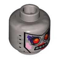 Minifig Head Calamity Drone, Red Eyes, 4 Mouth Squares and Beauty Mark Print