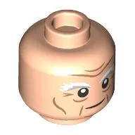 Minifig Head Gloin, White/Light Bluish Grey Big Eyebrows, Wrinkles print