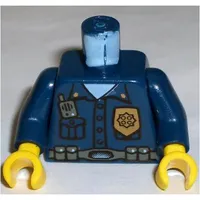 Torso Highway Patrol 2, Shirt with Badge and Radio Print, Dark Blue Arms, Yellow Hands