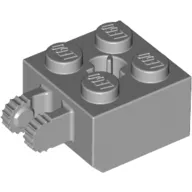 Hinge Brick 2 x 2 Locking with 2 Fingers Vertical and Axle Hole, 9 Teeth