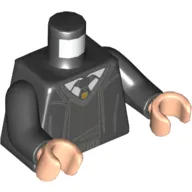 Torso Robes, Open over Light Bluish Gray V-Neck Sweater and Tie Print, Black Arms, Light Nougat Hands