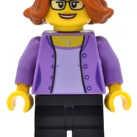 Medium Lavender Torso, Black Legs, Dark Orange Hair