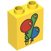 Duplo Brick 1 x 2 x 2 with Three Balloons Print