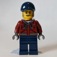 Man, Dark Red Jacket, Dark Blue Legs, Dark Blue Cap, Moustache