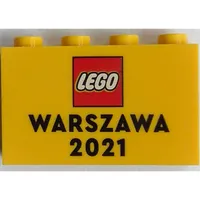 Panel 1 x 4 x 2 with Side Supports - Hollow Studs with 'LEGO WARSZAWA 2021' print
