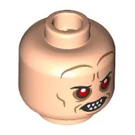 Minifig Head Bib Fortuna, Red Eyes, Nougat Lines, White Sharp Teeth, Mean Smile, Scared