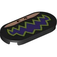 Tile Round 2 x 4 with Dark Purple Mouth, Lime Sharp Teeth / Lips, Light Nougat Face print