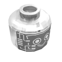 Minifig Head Droid, Gold Robot Print [Blocked Open Stud]