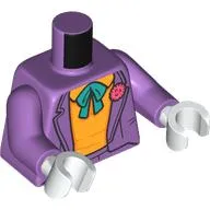 Torso, Jacket, Bright Light Orange Shirt, Dark Turquoise Bowtie, Coral Flower print, Medium Lavender Arms, Black Hands