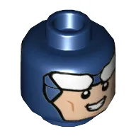 Minifig Head Batman, Balaclava, White Stripe on Forehead, Smile with Clenched Teeth / Stern Print