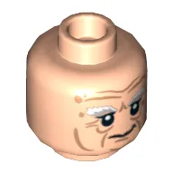 Minifig Head Balin the Dwarf, Dual Sided, Bushy Gray Eyebrows, Wrinkles, Calm / Frowning Print [Hollow Stud]