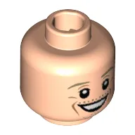 Minifig Head Max Kruse, Dark Tan Eyebrows, Chin Stubble, White Pupils, Cheek Lines, Open Smile Print [Hollow Stud]