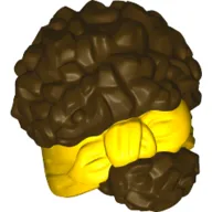 Hair Coiled, Tied Up with Ribbon, Yellow Pattern