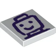 Tile 2 x 2 with Dark Purple Drawing of Minifig Head Print