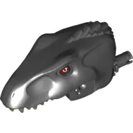 Animal Body Part, Dinosaur, Indoraptor Head with Pin, Dark Tan Teeth, Red Eyes