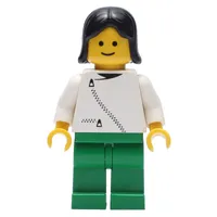 Woman, White Jacket with Zipper, Green Legs, Black Hair