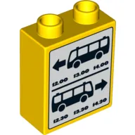 Duplo Brick 1 x 2 x 2 with Bus Schedule Print (5636)