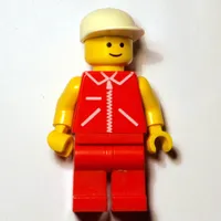 Man, Red Vest with Zipper, Red Legs, White Cap