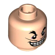 Minifig Head Captain Hook, Arched Bushy Eyebrows, Thin Moustache, Wide Smile with Teeth, Thin Curved Line for Jaw Print [Hollow Stud]