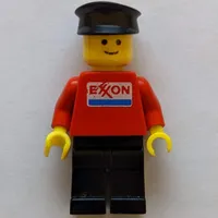Man, Red Top with Exxon Logo, Black Legs, Black Hat