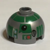 Brick Round 2 x 2 Dome Top, Hollow Stud with Green Astromech Droid Print (R3-D5)