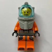 Diver, Man, Orange Wetsuit, Diving Helmet with Visor, Beard