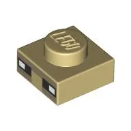 Plate 1 x 1 with Pixelated Black Eyes, Dark Tan Face print