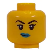 Minifig Head Black Eyebrows, Dark Turquoise Lips, Crooked Grin / Open Mouth Smile