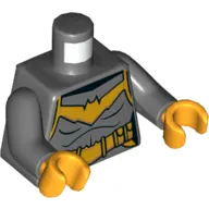 Torso Armor, Bright Light Orange Bat Logo and Utility Belt Print (Batgirl), Dark Bluish Gray Arms, Bright Light Orange Hands