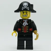 Pirate Captain, Black Jacket, Pearl Gold Hook, Bicorne Hat